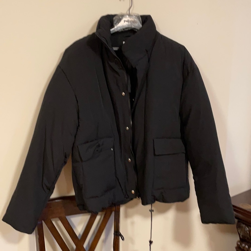 Men plain Black puffer
